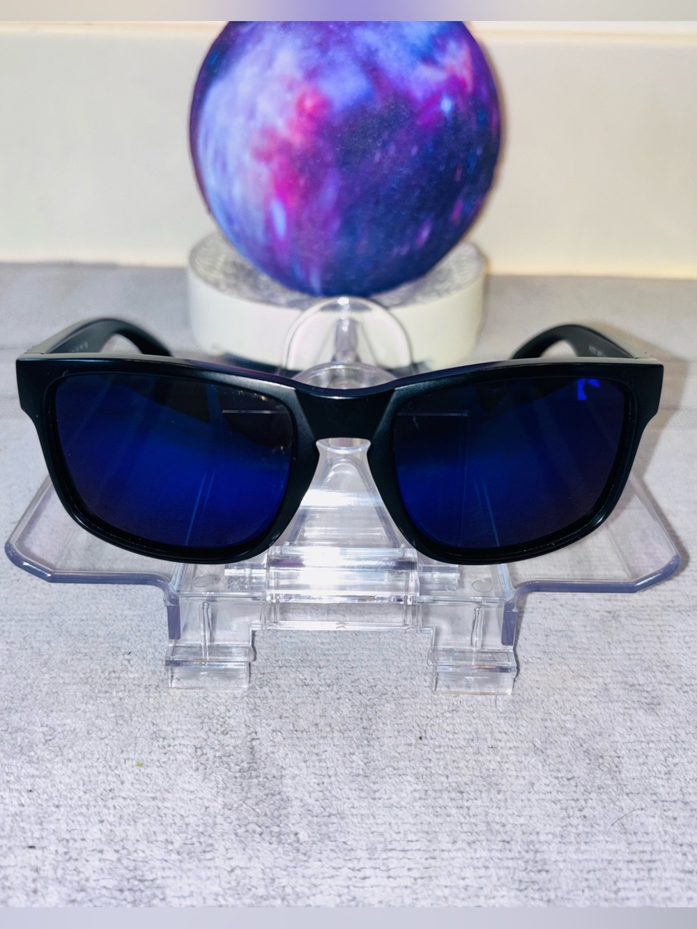 Blenders Mystic Grey Polarized Square Sunglasses Black Frame dark blue lenses